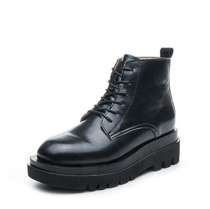 Thicksole Lace Up Ankle Boots For Petite Feet DS298