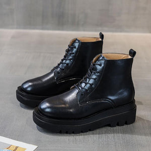 Thicksole Lace Up Ankle Boots For Petite Feet DS298