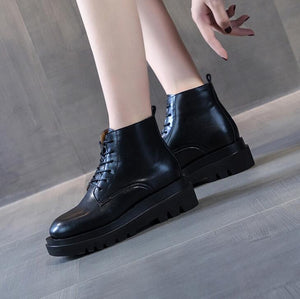 Thicksole Lace Up Ankle Boots For Petite Feet DS298