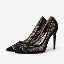 Women's Petite Feet Lace Mesh Dress Heels GS378