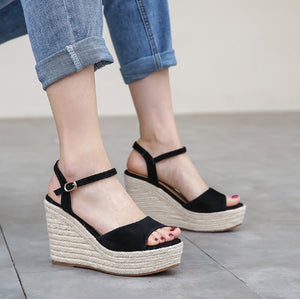 Women's Petite Peep Wedge Heel Shoes DS223