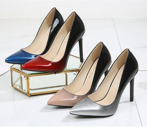 Women's Large Size Pointed Toe Patent High Heels BS23