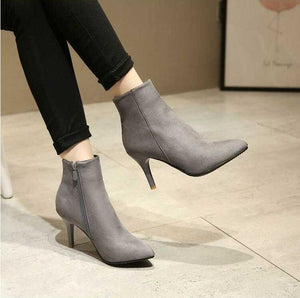 Women's Large Size Pointed Toe Ankle Boots BS13