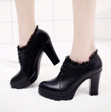Petite Size Chunky Heel Platform Lace Pumps Booties AS163