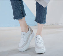 Women's Small Size 34 Thick Sole Inner Heel Height Increase Sneakers