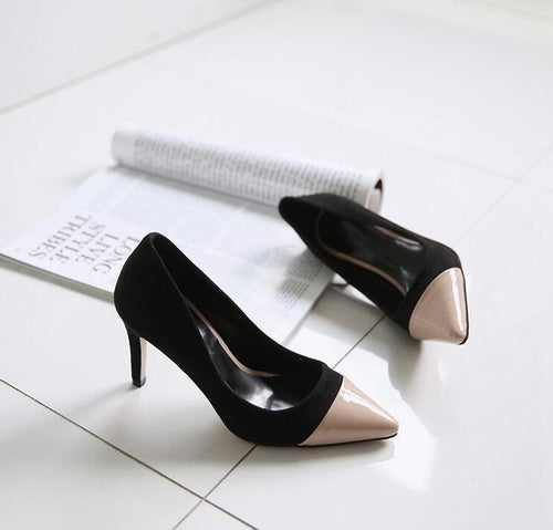Women's Small Size Two Tone Pointed Dress Heel Pumps SS50