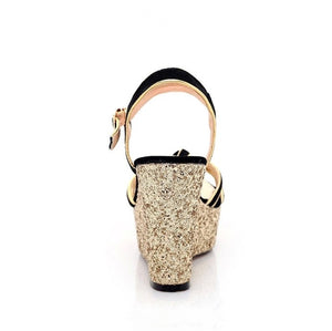 Womens Glitter Wedge Heel Sandal Shoes SS155