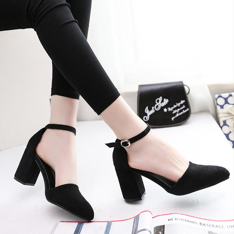 Petite Feet Ankle Strap Side Empty Heels MS76