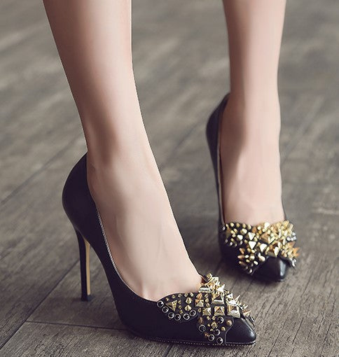 Petite Size Rockstud Dress Heel Pumps SS256