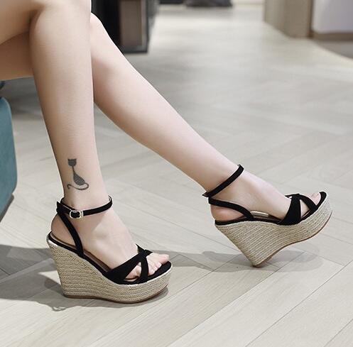 Womens Ankle Strap Petite Wedge Sandals SS113