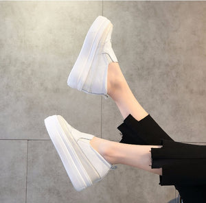 Womens Small Size Thick Sole Leather Trainers SS160