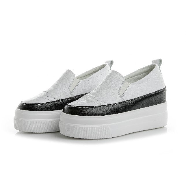 Womens Small Size Thick Sole Leather Trainers SS160