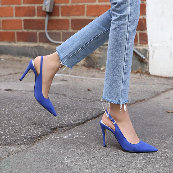 Petite Feet Slingback Patent Heels With Buckle ES115