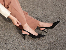 petite small feet pointy slingback suede heeled sandals size 33